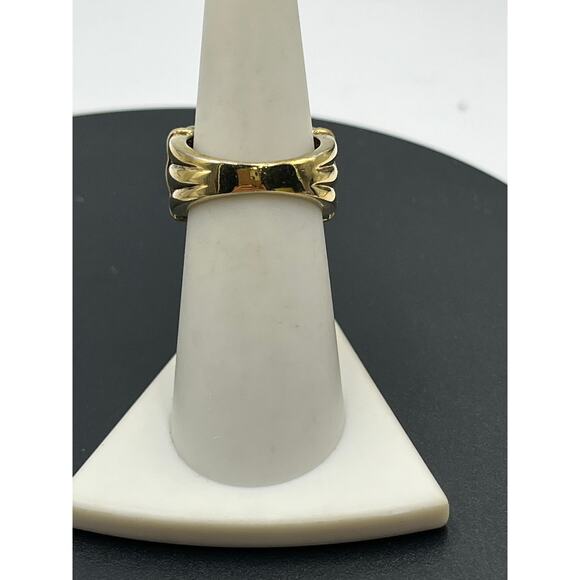 Simulated Sapphire Baguette Cubic Zirconia 14K Gold Plated Channel Ring 925 6.5 - Picture 5 of 10